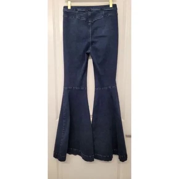 Free People Super Flare Bell Bottom Maddox Jeans 70s Boho Denim Pants Sz. 28 - Picture 8 of 12